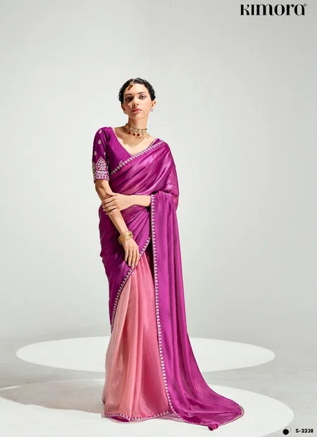 Magenta Colour Runway X Rangrez By Kimora Organza Tissue With Heavy Work Designer Saree S-2238